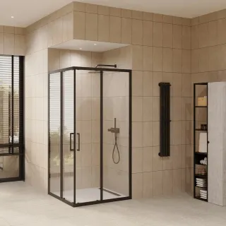 Душевой уголок by Deonria Kupe U-100-100-6-T-B 100x100см чёрный/прозрачный